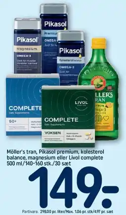 REMA 1000 Möller's tran, Pikasol premium, kolesterol balance, magnesium eller Livol complete tilbud