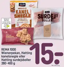 REMA 1000 REMA 1000 Wienerpekan, Hatting kanelsnegle eller Hatting surdejsboller tilbud