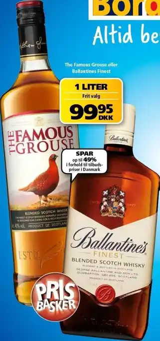 BorderShop The Famous Grouse Eller Ballantines Finest 1 Liter tilbud
