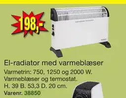 Harald Nyborg El-radiator med varmeblæser tilbud