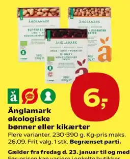 SuperBrugsen Änglamark økologiske bønner eller kikærter tilbud