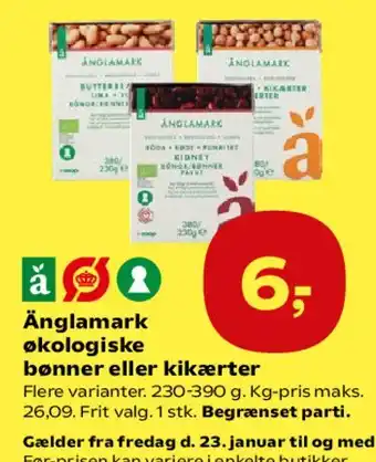 SuperBrugsen Änglamark økologiske bønner eller kikærter tilbud