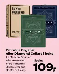 SuperBrugsen I'm Your Organic eller Diamond Cellars i boks tilbud