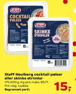 SuperBrugsen Steff Houlberg cocktail pølser eller skinke strimler tilbud