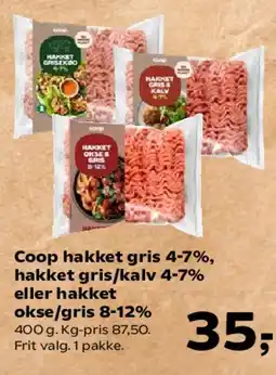 Kvickly Coop hakket gris / hakket gris/kalv / hakket okse/gris tilbud