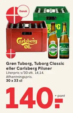 SPAR Grøn Tuborg, Tuborg Classic eller Carlsberg Pilsner (kasse) tilbud