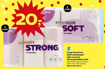 Kvickly Coop Premium Soft toiletpapir / Luxury Strong køkkenrulle tilbud