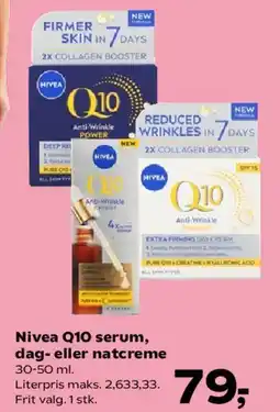 Kvickly Nivea Q10 serum, dag- eller natcreme tilbud