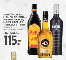 MENY Kahlúa / Malibu / Pisang Ambon / Licor 43 / I-Enkelt Bitter tilbud