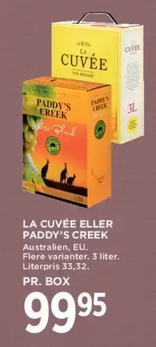 MENY LA CUVÉE ELLER PADDY'S CREEK (BOX) tilbud