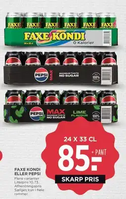 MENY Faxe Kondi eller Pepsi (24 x 33 cl) tilbud