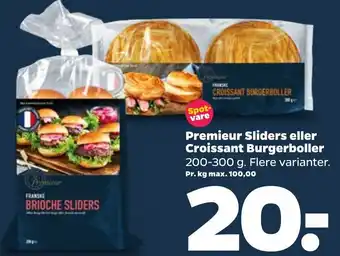 Netto Premieur Sliders Eller Croissant Burgerboller 200-300 g tilbud