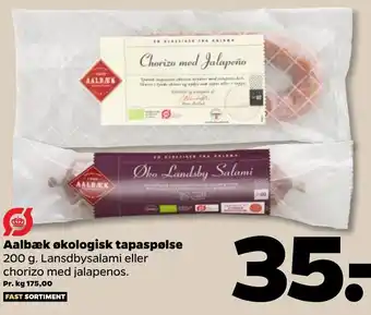 Netto Aalbæk Økologisk Tapaspølse 200 g tilbud