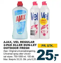 Let-Køb Ajax, Vel Regular 2-pak eller Dun-Let Outdoor Fresh tilbud