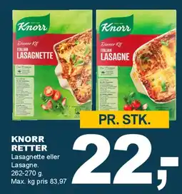 Let-Køb Knorr retter (Lasagnette eller Lasagne) tilbud