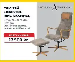 Erling - Christensen Chic Trä lænestol inkl. skammel tilbud