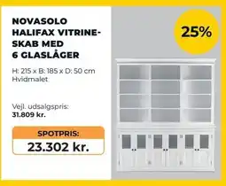 Erling - Christensen Novasolo Halifax vitrine- skab med 6 glaslåger tilbud