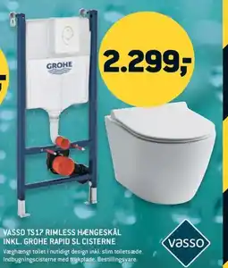 Johannes Fog Vasso TS17 rimless hængeskål inkl. grohe rapid SL cisterne tilbud