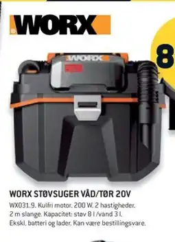 Johannes Fog Worx støvsuger våd/tor 20V tilbud