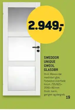 Johannes Fog Swedoor unique GW03L glasdør tilbud
