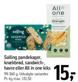 Føtex Salling pandekager, knækbrød, sandwich- eller All in one miks tilbud