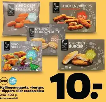 Netto Kyllingenuggets,-Burger,-Dippers Eller Cordon Bleu 240-400g tilbud