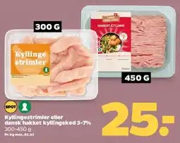 Netto Kyllingestrimler eller dansk hakket kyllingekød tilbud