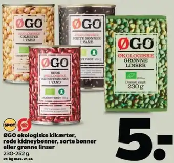 Netto Øgo Økologiske Kikærter, Røde Kidneybønner, Sorte Bønner Eller Grønne Linser 230-252g tilbud