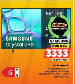 Power SAMSUNG 55" 4K Smart TV TU55U7005FKXX tilbud