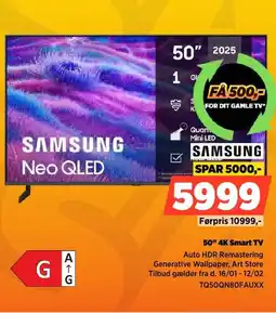 Power SAMSUNG 50" 4K Smart TV TQ50QN80FAUXX tilbud