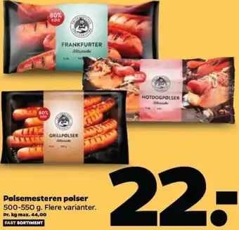 Netto Pølsemesteren Pølser 500-550g tilbud