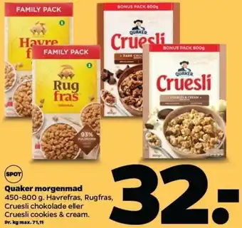 Quaker Morgenmad 450-800g