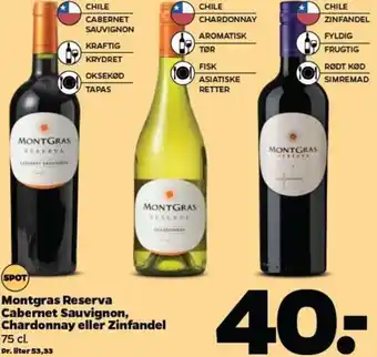 Netto Montgras Reserva Cabernet Sauvignon, Chardonnay Eller Zinfandel tilbud