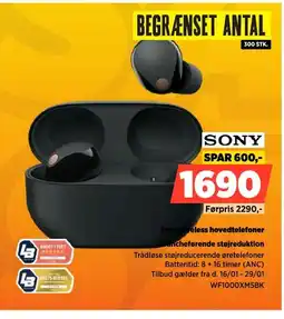 Power SONY True Wireless hovedtelefoner WF1000XM5BK tilbud