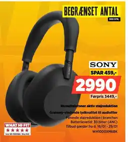 Power SONY Hovedtelefoner aktiv støjreduktion WH1000XM6BK tilbud