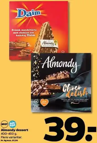 Netto Almondy Dessert 400-450g tilbud