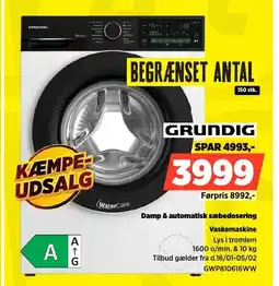 Power GRUNDIG Vaskemaskine GWP810616WW tilbud