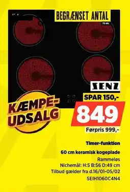 Power SENZ 60 cm keramisk kogeplade SEIH1060C4N4 tilbud