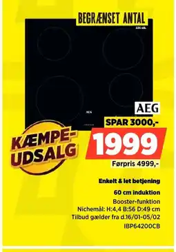 Power AEG 60 cm induktion IBP64200CB tilbud