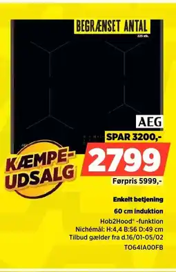 Power AEG 60 cm induktion TO641A00FB tilbud