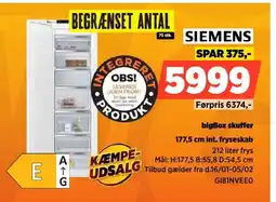 Power SIEMENS 177,5 cm int. fryseskab G181NVEEO tilbud