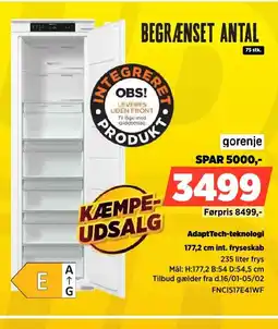 Power Gorenje 177,2 cm int. fryseskab FNC1517E41WF tilbud