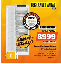 Power LIEBHERR 177 cm int. fryseskab SIFNE510822 tilbud