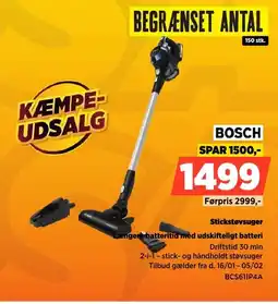 Power BOSCH Stickstøvsuger BCS611P4A tilbud