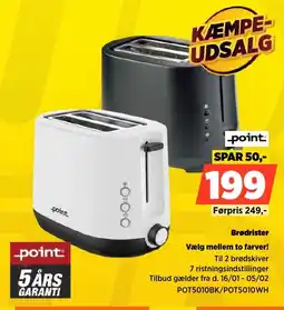 Power Point Brødrister POT5010BK/POT5010WH tilbud