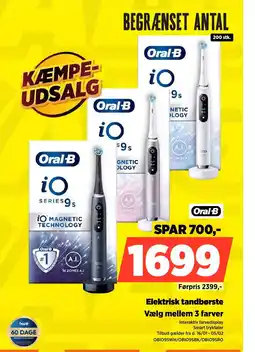Power Oral-B Elektrisk tandbørste OBIO9SWH/OBIO9SBK/OBI09SRO tilbud
