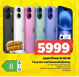 Power Apple iPhone 16 128 GB IP16128GBLK tilbud