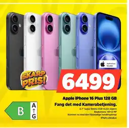 Power Apple iPhone 16 Plus 128 GB IP16PL128GBLK tilbud