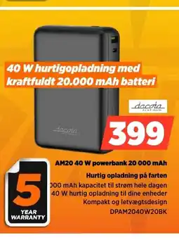 Power AM20.40 W powerbank 20 000 mAh DPAM2040W20BK tilbud