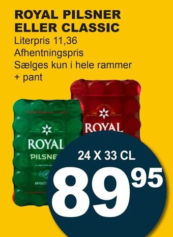 Let-Køb Royal pilsner eller classic tilbud